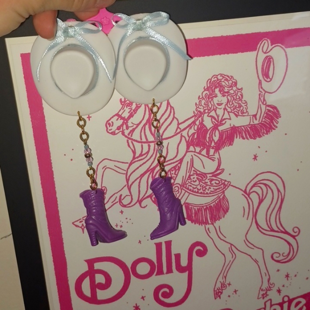 Cowgirl barbie earrings hand made